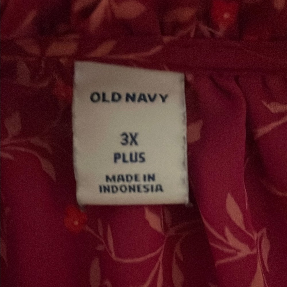 Old Navy Red Long Sleeve With Small Ruffle Neckline and Tie - Picture 2 of 5